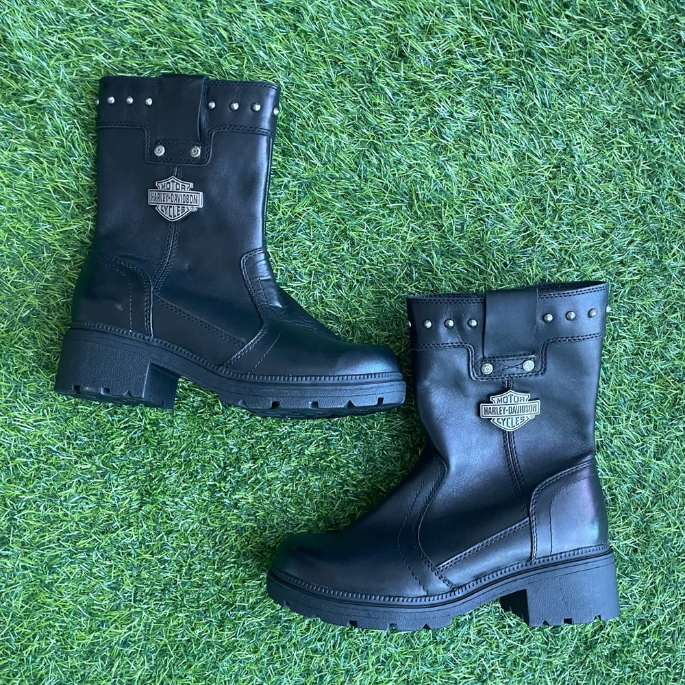 Harley Davison Leather Zip Boots